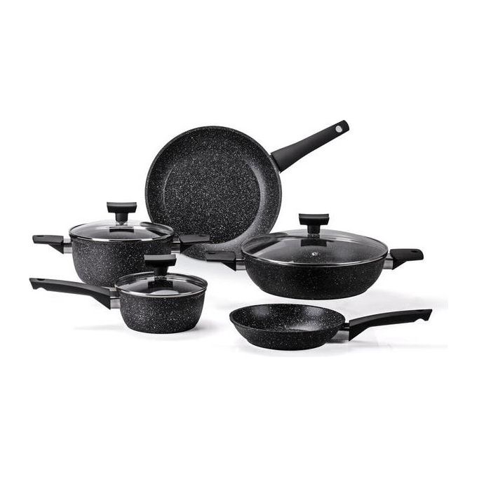 Moneta Batteria di Pentole 8 Pezzi Alluflon Magnolia Stone Black