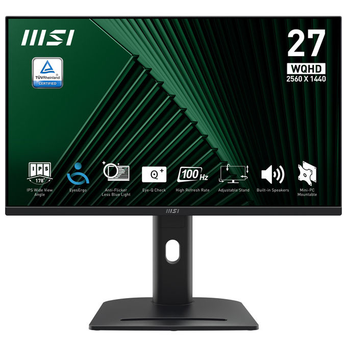 Image of Monitor MSI Pro MP275QPG 27'' IPS WQHD 2560x1440 100Hz 1ms Nero per Ufficio