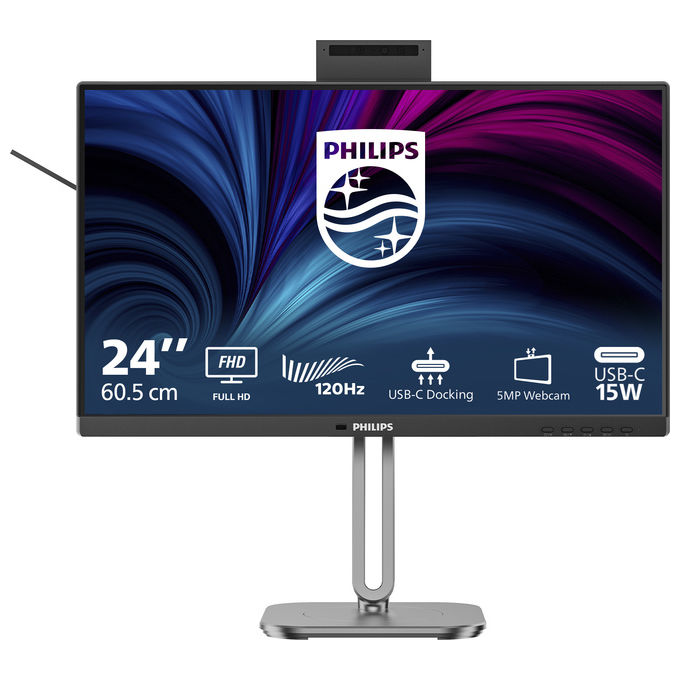Philips 24B2U4301H-00 Serie 4000 Monitor PC 23.8'' Full HD IPS 120 Hz USB-C Webcam Regolabile colore Grigio