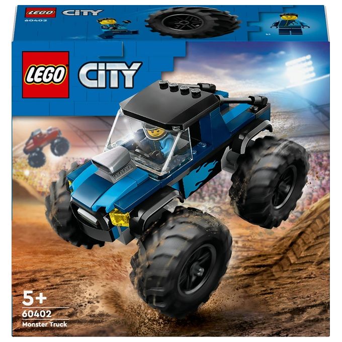 LEGO City 60402 Monster Truck Blu, Veicolo Giocattolo Fuoristrada, Giochi per Bambini di 5+ Anni con Minifigure del Pilota