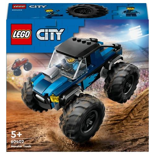 LEGO City 60402 Monster Truck Blu, Veicolo Giocattolo Fuoristrada, Giochi per Bambini di 5+ Anni con Minifigure del Pilota