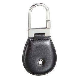 Montblanc Portachiavi in Vitello Nero Lucido con Anello Finitura Palladio