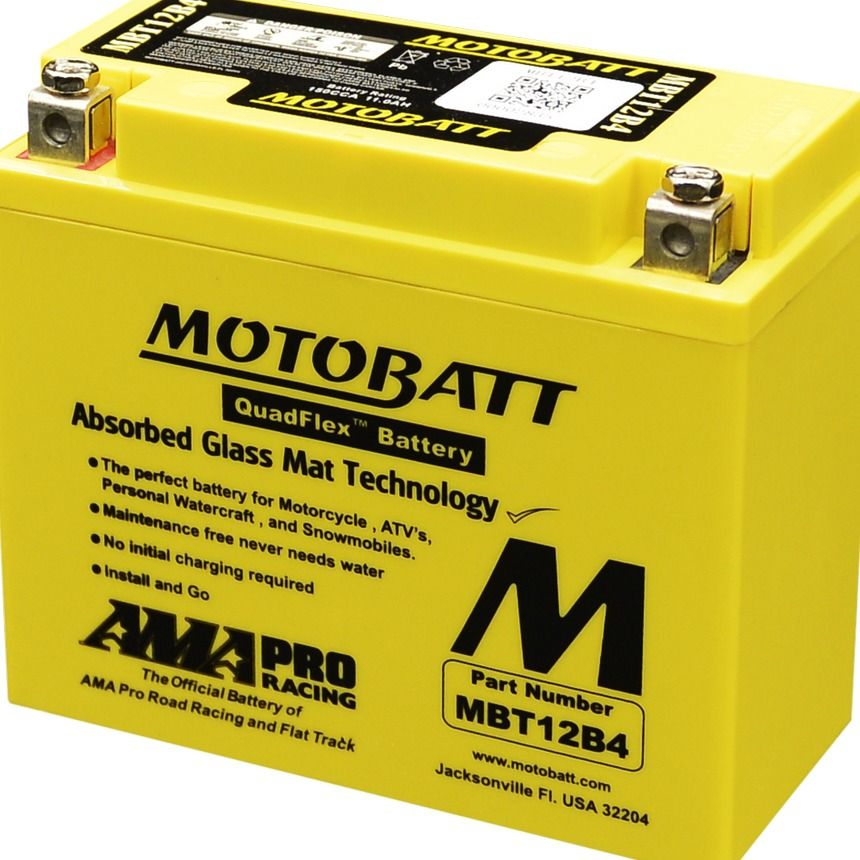 Motobatt MBT12B4 batteria moto AGM 12 Volt dimensioni 150 x