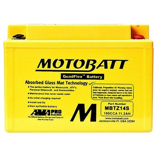 Motobatt MBTZ14S batteria moto AGM 12 Volt dimensioni 151 x 87 x 110 mm