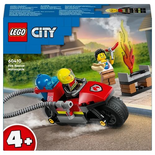 LEGO City 60410 Motocicletta dei Pompieri da Soccorso, Giochi per Bambini 4+ Anni con Moto Giocattolo, 2 Minifigure ed Estintore