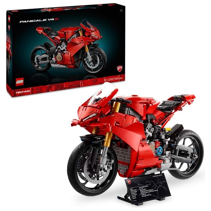 LEGO Technic Motocicletta Ducati Panigale V4 S, Modellino da Costruire per Adulti, Idea Regalo Uomo, Donna, Papa', Mamma, Fidanzato e Fidanzata, Kit Modellismo da Collezione per Fan delle Moto 42202
