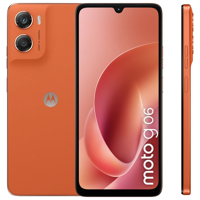 Motorola PB980028SE Moto G06 Smartphone 4G 6.88'' 128 GB 4 GB RAM Android 15 Doppia SIM NFC 50 MP 5200 mAh colore Arancione