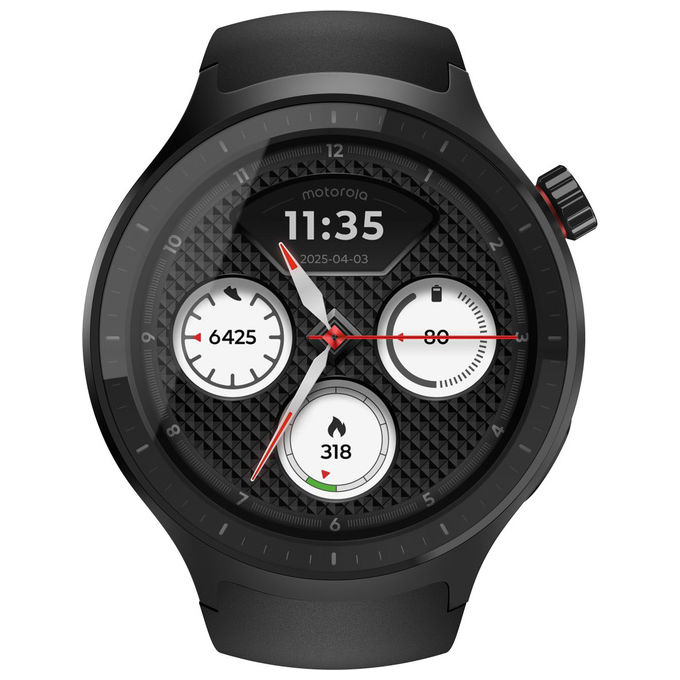 Motorola Moto Watch smartwatch 47 mm PG38C08254 display OLED 1.43'' GPS dual frequency cardiofrequenzimetro IP68 autonomia 13 giorni nero