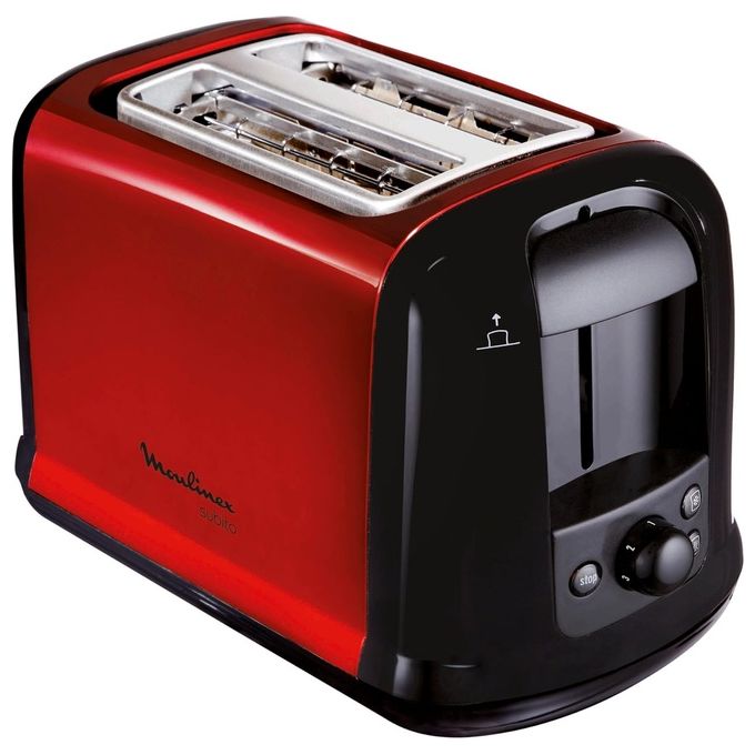 Moulinex LT261D Subito Tostapane 2 Fette 850W Acciaio Inox Scongelamento Porta Brioche colore Nero Rosso