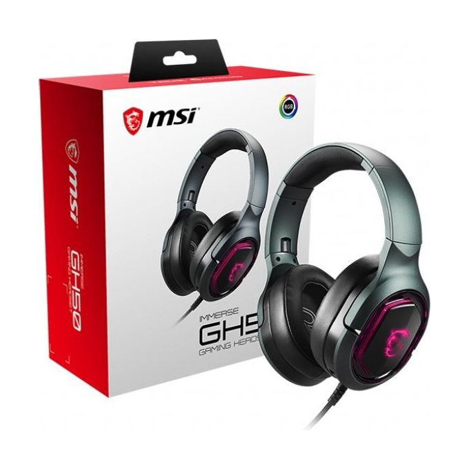 MSI Immerse GH50 Cuffie Gaming In-line Controllo Volume e Microfono 3,5mm Jack Nero