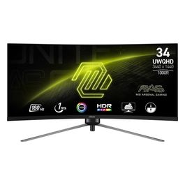 MAG 345CQR Monitor Gaming Curvo da 34" UWQHD - Pannello VA Rapid da 1000R 3440 x 1440 180 Hz / 1ms Adaptive-Sync - DP 1.4a HDMI 2.0b CEC