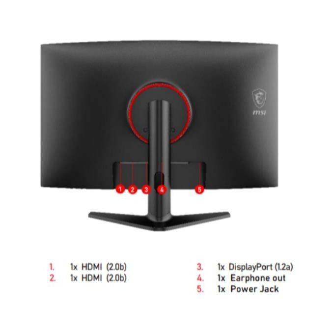 MSI Monitor Curvo Gaming 31.5'' OPTIX G321C Tempo Risposta 1 ms Frequenza di aggiornamento 165 (Hz)