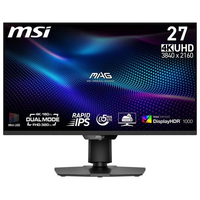 MSI monitor gaming MAG 274UPDF E16M 9S6-3CF09H-010 27 pollici 4K UHD Mini-LED Rapid IPS 160Hz 0,5ms DisplayHDR 1000 HDMI 2.1