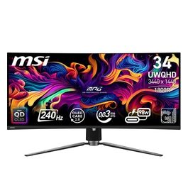 MPG 341CQPX QD-OLED Monitor Gaming Curvo UWQHD 34.18" Quantum Dot OLED (3440x1440) 240Hz / 0.03ms DisplayHDR True Black 400 KVM DP 1.4a HDMI 2.1 USB Type-C