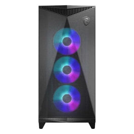 MPG GUNGNIR 300R AIRFLOW Mid-Tower PC Case E ATX 4 ventole ARGB da 120mm con controller Hub supporto verticale per GPU e supporto filtri antipolvere gestione cavi USB Type-C (20Gbps) 300R Nero