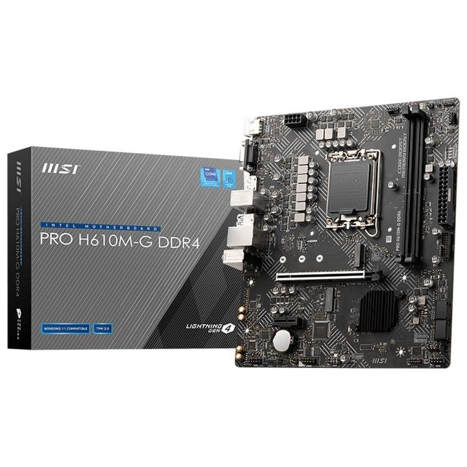 MSI PRO H610M-G DDR4, Scheda Madre Micro-ATX - Supporta i processori Intel 12th Gen Core, LGA 1700-2 x DIMM (3200MHz), 1x slot PCIe 4.0 x16, 1 x M.2 Gen3, Intel 1G LAN, HDMI 2.1, DP 1.4 e VGA