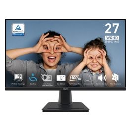 MSI PRO MP275Q monitor 27" WQHD - Pannello IPS 100 Hz (2560 x 1440), Schermo eye-friendly, Altoparlanti integrati, Inclinabile, HDMI 2.0b, DP (1.2a)