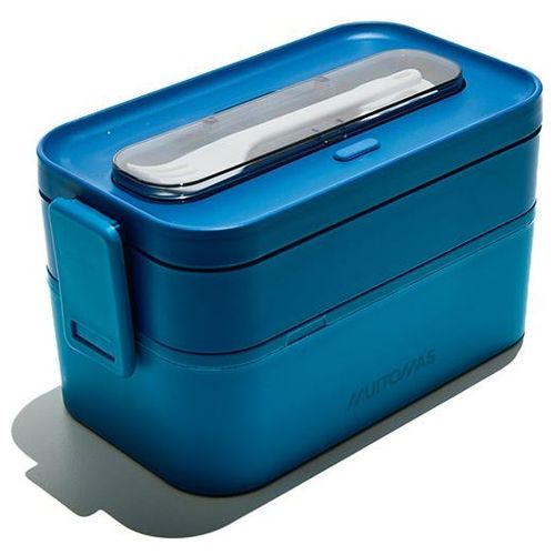 LUNCHBOXLBL Lunch Box 1700 ml con Due Contenitori Ermetici Forchetta e Cucchiaio Inclusi colore Blu Ottanio