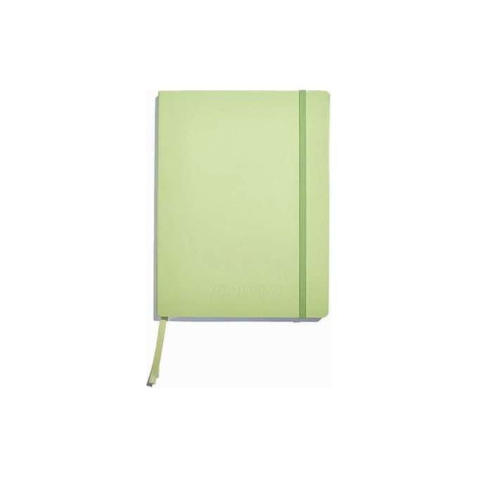 Muitomas NOTESBIGGN Quaderno Notebook Formato Large Copertina Morbida 120 Fogli Carta Avorio a Righe Tasca Interna Chiusura Elastico 19x25 cm colore Verde Salvia