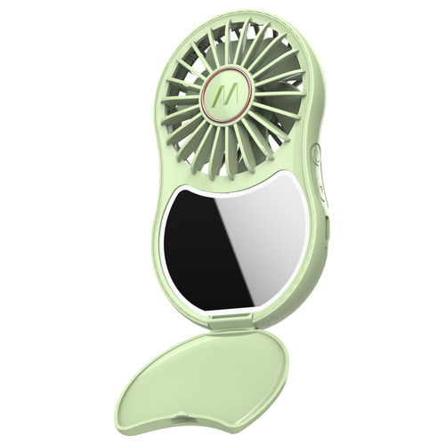 Ventola Portatile con Specchio e Luce LED Verde