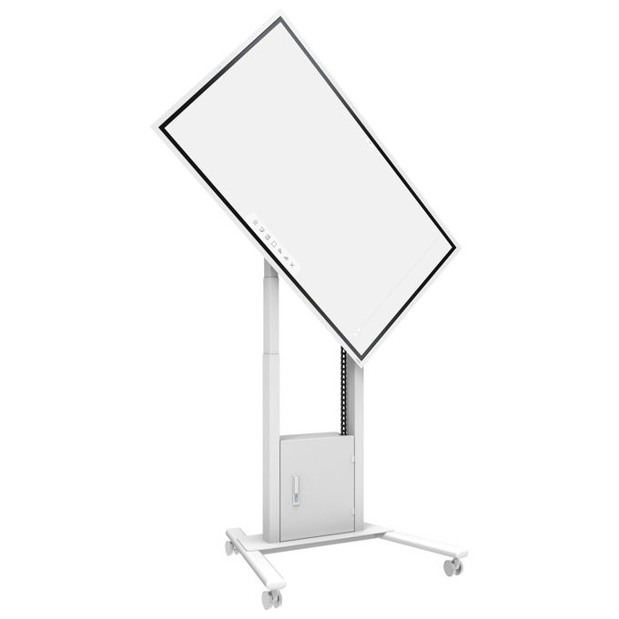 Multibrackets, Supporto TV motorizzato da pavimento, Flip 2 con armadio e supporto per telecamera, 120kg, Bianco