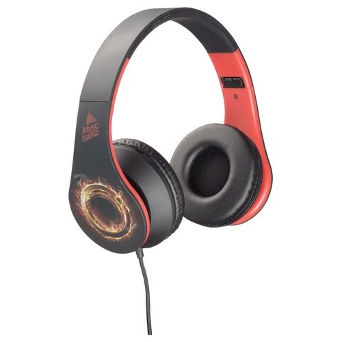 Music Sound Wired Headphones Universale Cuffie a Filo Colorate con Archetto Estendibile Rosso/Giallo