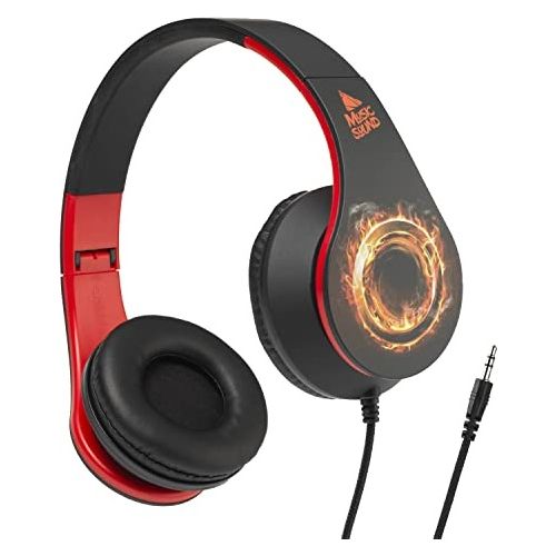 Music Sound Wired Headphones Universale Cuffie a Filo Colorate con Archetto Estendibile Rosso/Giallo