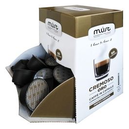 50 Capsule Caffe' Autoprotette in Plastica 100% Riciclabile Miscela Cremoso Intensità 6/8
