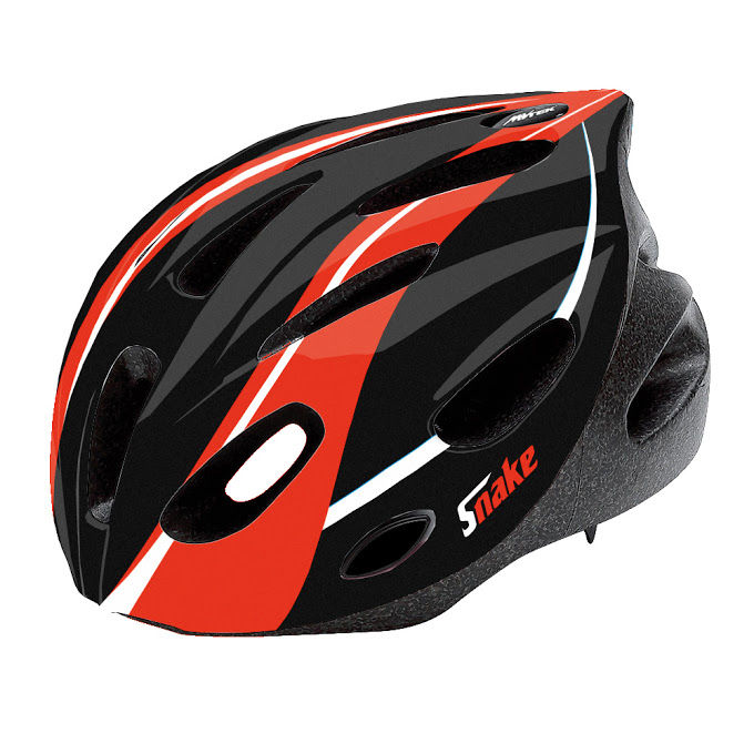 Mvtek Casco Bicicletta (53-56Cm) Snake Ii Nero/Rosso M | Yeppon