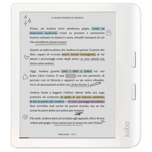 N428-KU-WH-K-CK Libra Colour eReader 7" E Ink Kaleido 3 32 GB Wi-Fi Bluetooth IPX8 colore Bianco