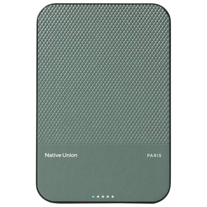 Native Union PB-5KMS-GRN Power Bank Magnetico Qi2 5000mAh Verde Ardesia Compatibile Magsafe