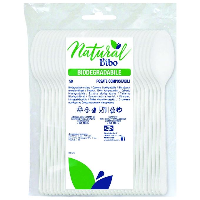 Image of Natural Bibo Cucchiaio Bianco 50 Pezzi