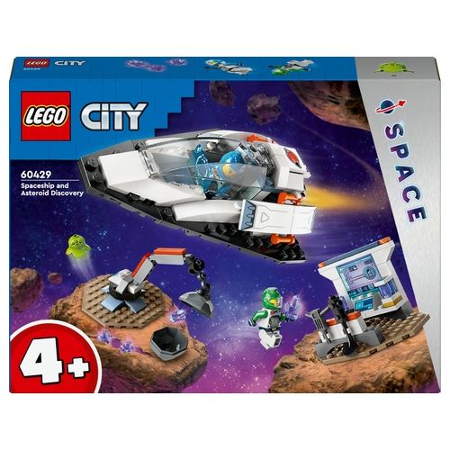 LEGO City 60429 Navetta Spaziale e Scoperta di Asteroidi, Gioco per Bambini 4+ con Astronave Giocattolo, Gru e 2 Minifigure