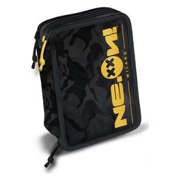 Ne.On! Astuccio Scuola 3 Zip Mimetico Nero/Giallo