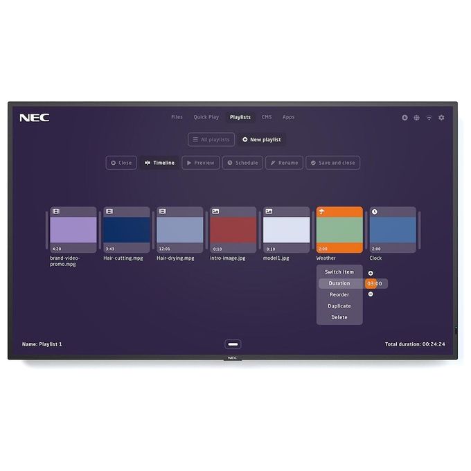 NEC MultiSync ME651-MPi4 Pannello Piatto per Segnaletica Digitale 65'' Led 400 cd/m² 4K Ultra Hd Nero Processore Integrato 18/7