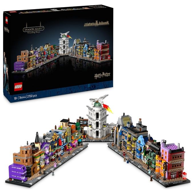 Image of LEGO Harry Potter Negozi di Magia di Diagon Alley, Miniatura da Esposizione e Collezione con 16 Microfigure tra cui Harry, Draco Malfoy, Hermione Granger e Famiglia Weasleys, Regalo Uomo o Donna 76444