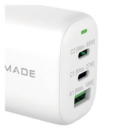 Alimentatore Notebook 65W 2 Usb-C 1 Usb-A Bianco