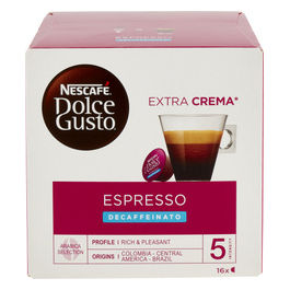 Nescafe Dolce Gusto capsule espresso decaffeinato 100% arabica intensita 5 16 pezzi