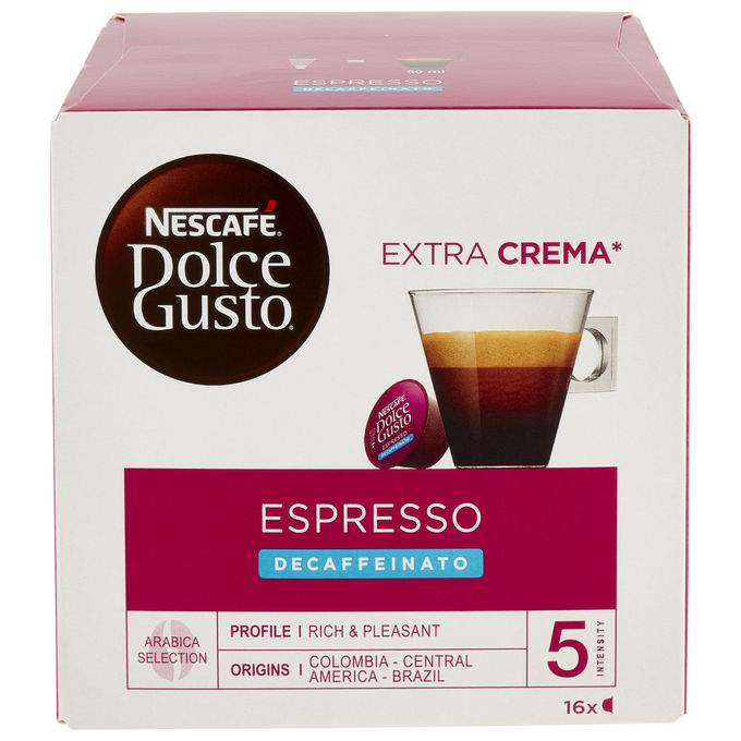 Nescafe Dolce Gusto capsule espresso decaffeinato 100% arabica intensita 5 16 pezzi