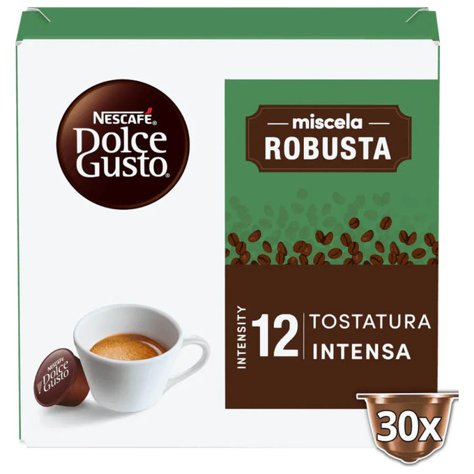 Nescafe Dolce Gusto capsule caffe Miscela Robusta intensita 12 aroma forte 30 pezzi