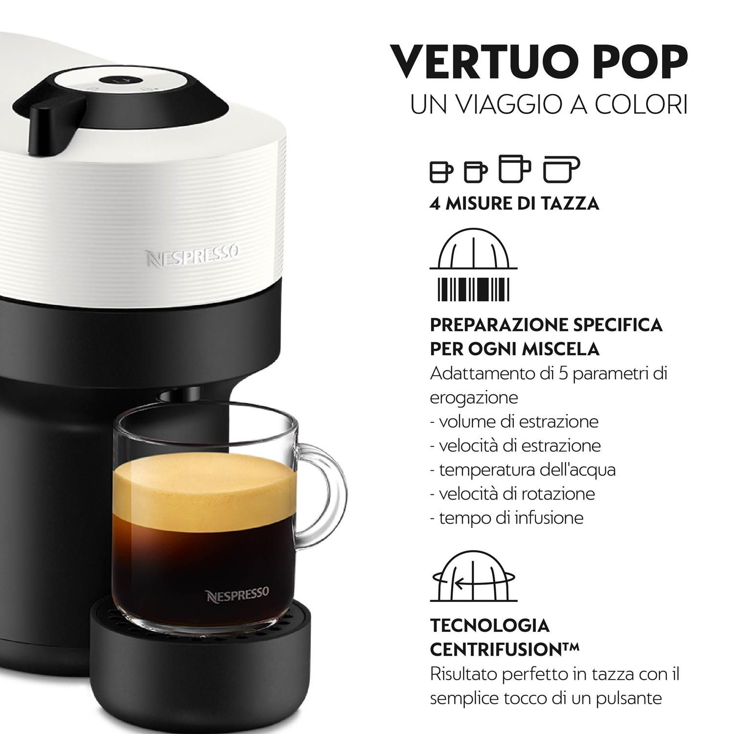 Delonghi env 90.a vertuo pop blu macchina da caffe` sistema capsule nespresso  vertuo serbatoio acqua 0.56 litri