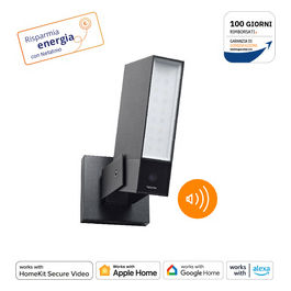 Telecamera WIFI Esterna Intelligente con Sirena da 105 dB, Luce Integrata, Sensore di Movimento, Visione Notturna, Senza abbonamenti, Nero Intenso, NOC-S-IT