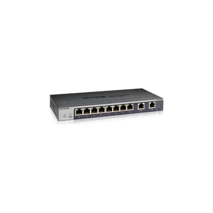 Netgear GS110EMX Switch intelligente 8 x 1000Base-T + 2 x 100/1000/2,5G/5G/10G (collegamento uplink) desktop, montabile su rack, montaggio a parete alimentazione CC