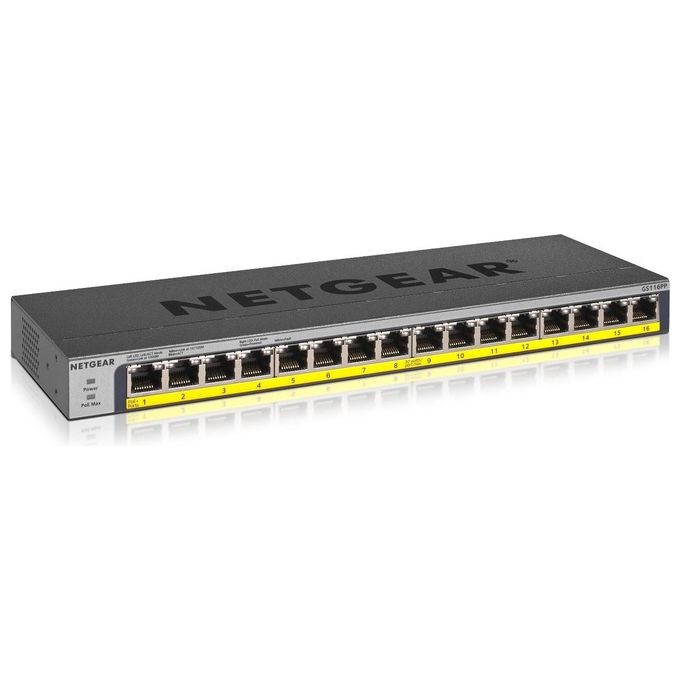 Netgear GS116PP Switch Unmanaged 16 x 10/100/1000 (PoE+) Desktop