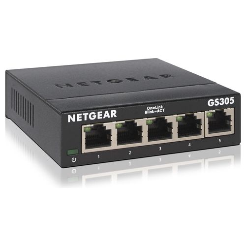 Netgear GS305-300PES Switch di Rete Non gestito L2 Gigabit Ethernet 10/100/1000 Nero