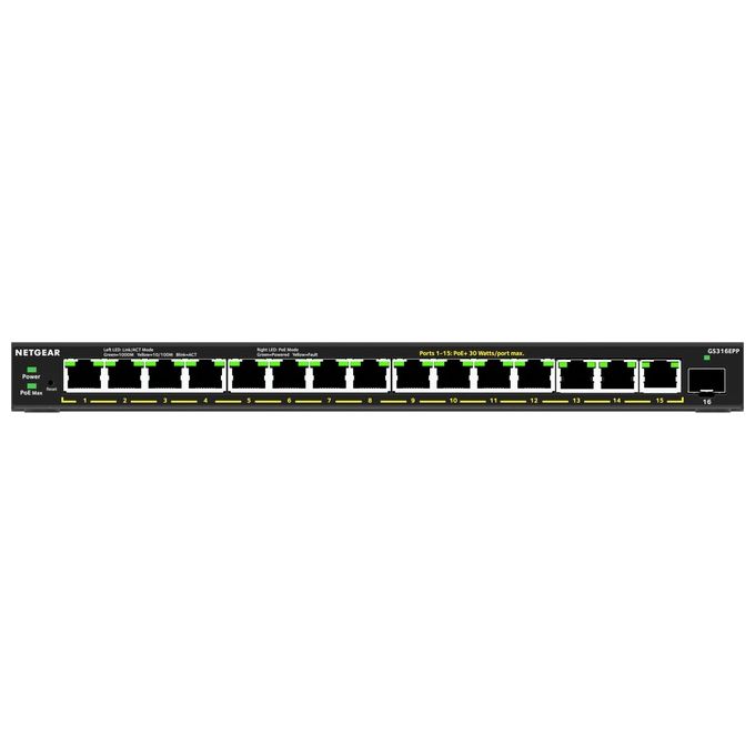 Image of Netgear GS316EPP-100PES Switch di Rete Gestito Supporto Power Over Ethernet Nero