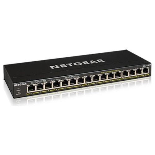 Netgear GS316PP Non Gestito Gigabit Ethernet 10/100/1000 Supporto Power over Ethernet Nero