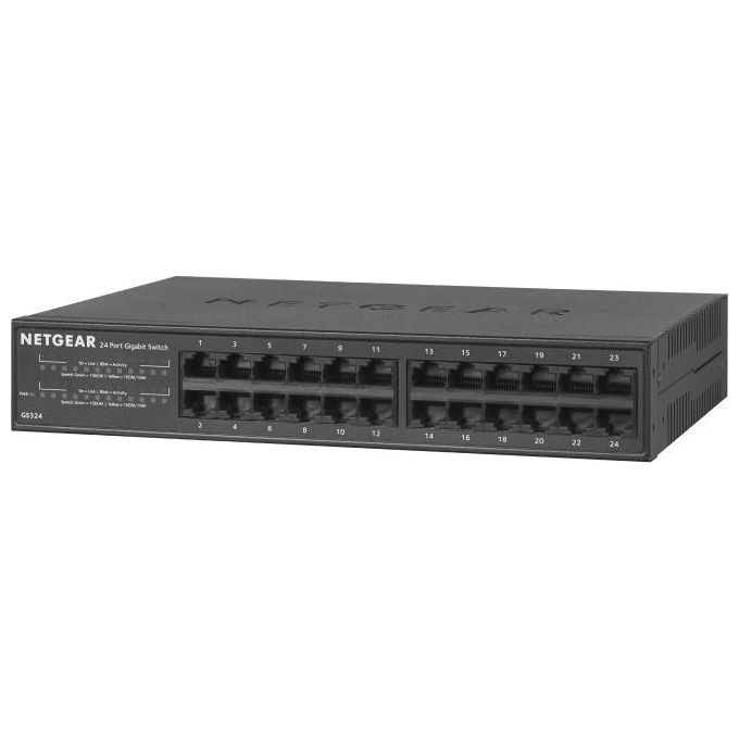 Netgear GS324 Switch Non Gestito Gigabit Ethernet 10-100-1000 Supporto Power Over Ethernet Nero
