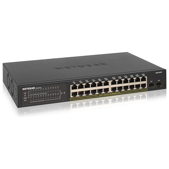 Netgear GS324TP Switch Smart 24 Porte Gestito Gigabit Ethernet 10/100/1000 Nero Supporto Power over Ethernet