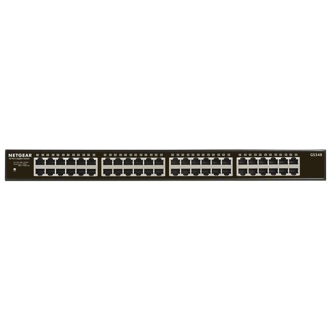 Netgear GS348-100EUS Switch Unmanaged, 48 Porte Gigabit, Rackmount, Grigio